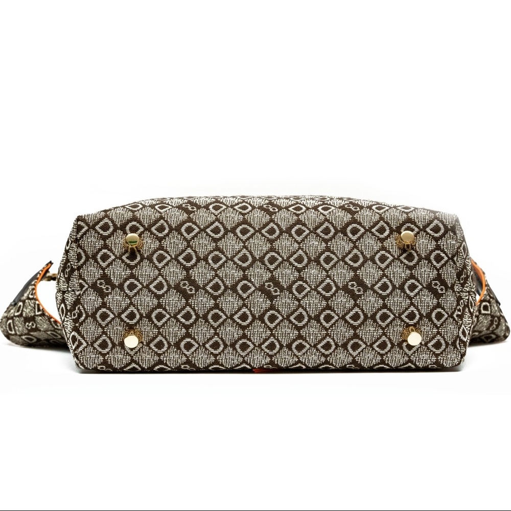 DASTI Jacquard Tote & Wallet Set – Brown Monogram Crossbody Bag Medium - Picture 10 of 14